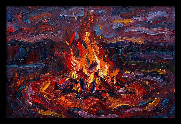 Bonfire Blaze At Dusk