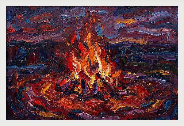 Bonfire Blaze At Dusk