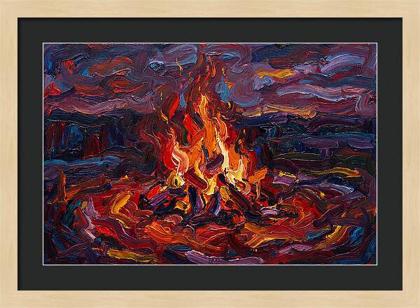 Bonfire Blaze At Dusk