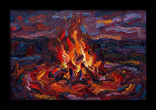 Bonfire Blaze At Dusk