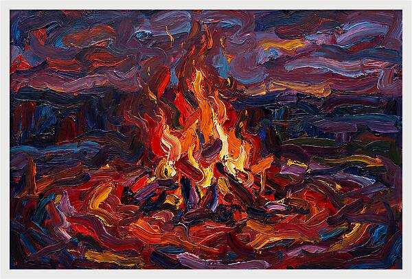Bonfire Blaze At Dusk