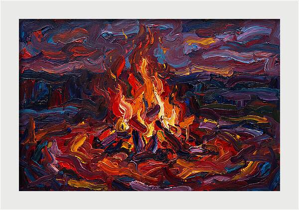 Bonfire Blaze At Dusk