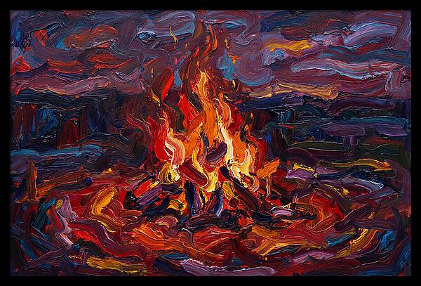 Bonfire Blaze At Dusk