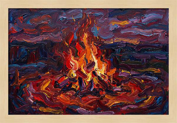 Bonfire Blaze At Dusk
