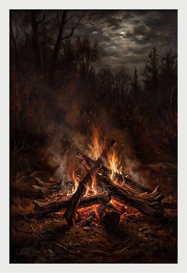 Bonfire Under Moonlight