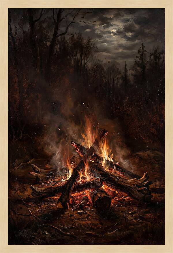 Bonfire Under Moonlight
