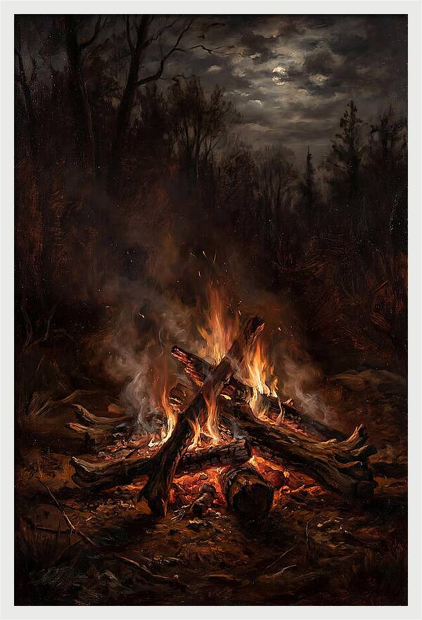 Bonfire Under Moonlight