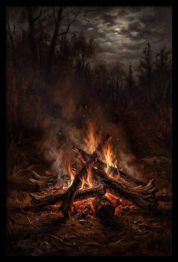 Bonfire Under Moonlight