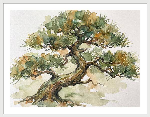 Bonsai Serenity In Watercolor