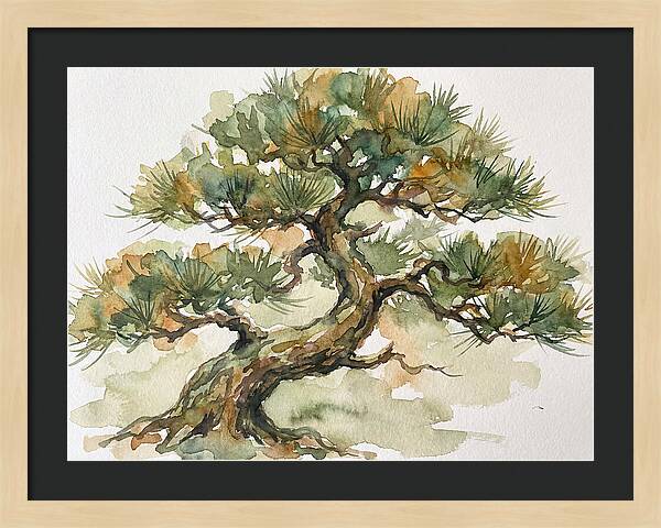 Bonsai Serenity In Watercolor