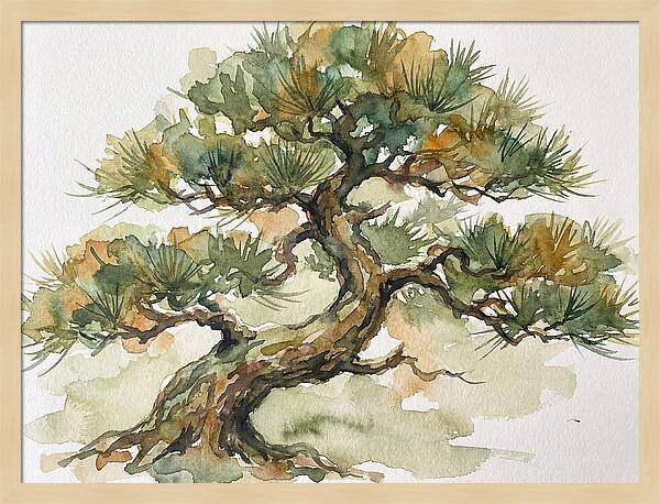 Bonsai Serenity In Watercolor