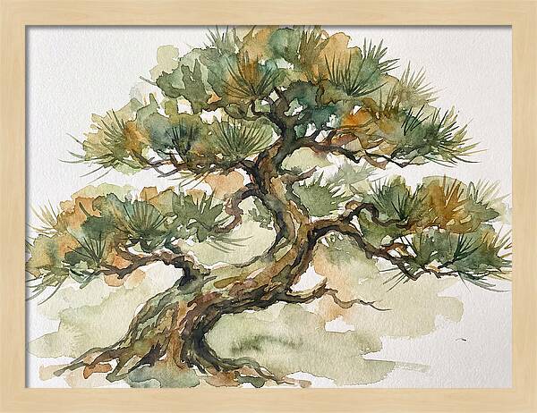 Bonsai Serenity In Watercolor
