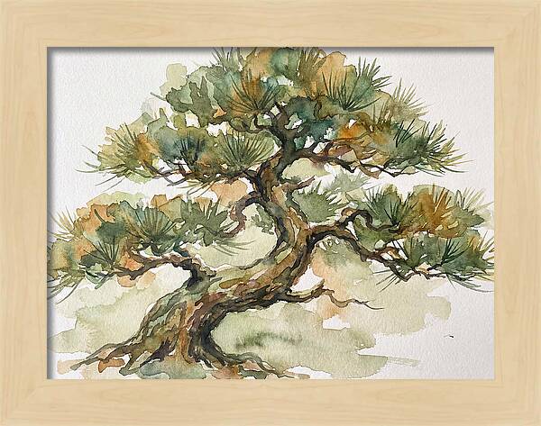 Bonsai Serenity In Watercolor