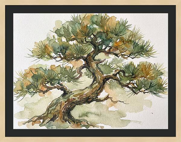 Bonsai Serenity In Watercolor