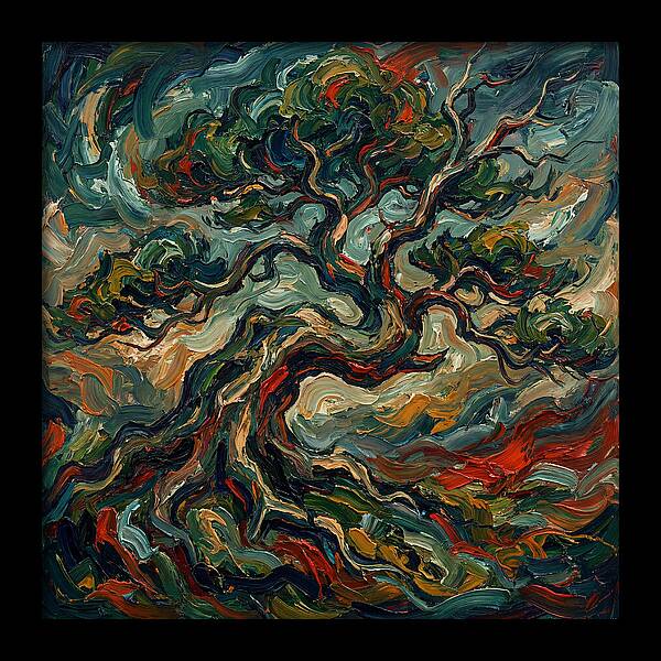 Bonsai Tree In Expressionist Style