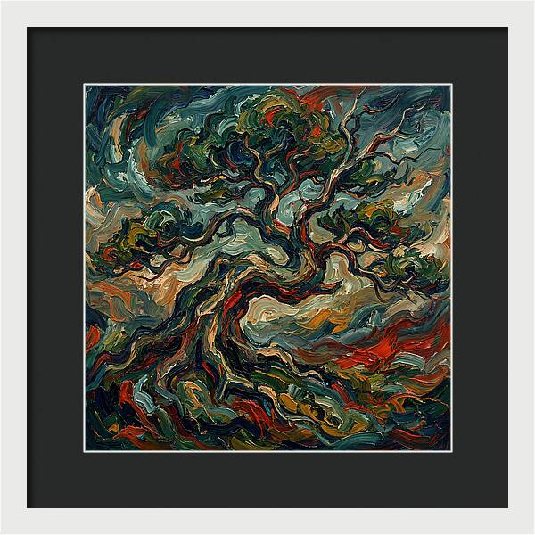Bonsai Tree In Expressionist Style