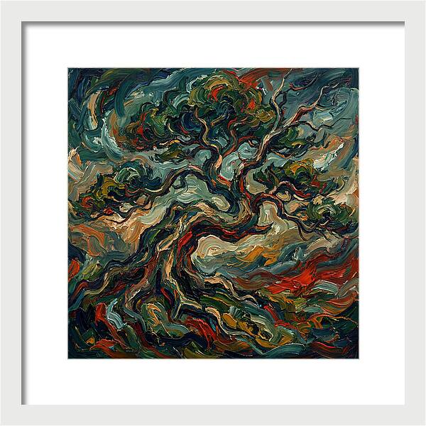 Bonsai Tree In Expressionist Style