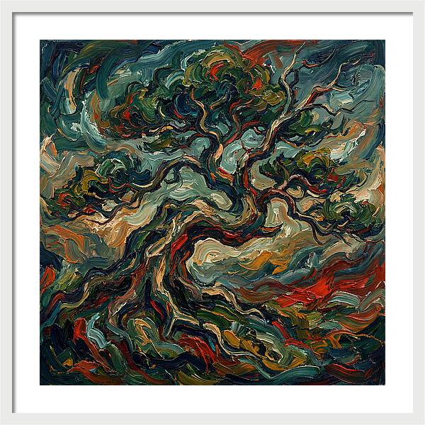 Bonsai Tree In Expressionist Style