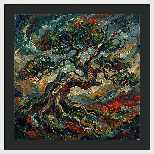 Bonsai Tree In Expressionist Style