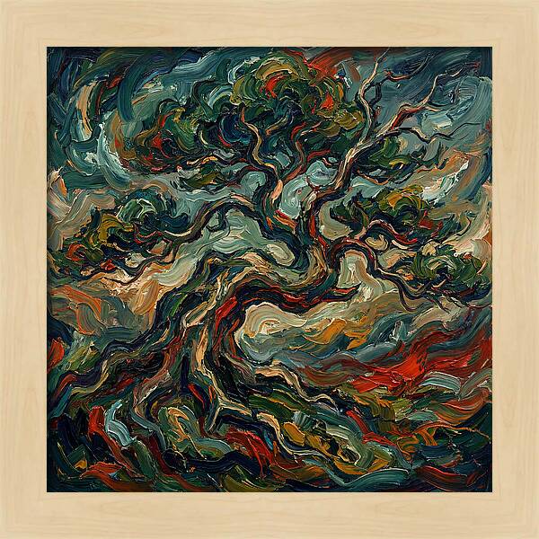 Bonsai Tree In Expressionist Style