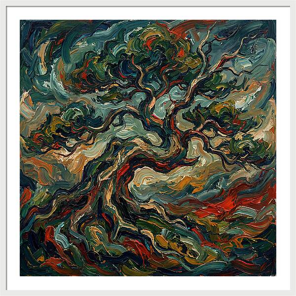 Bonsai Tree In Expressionist Style