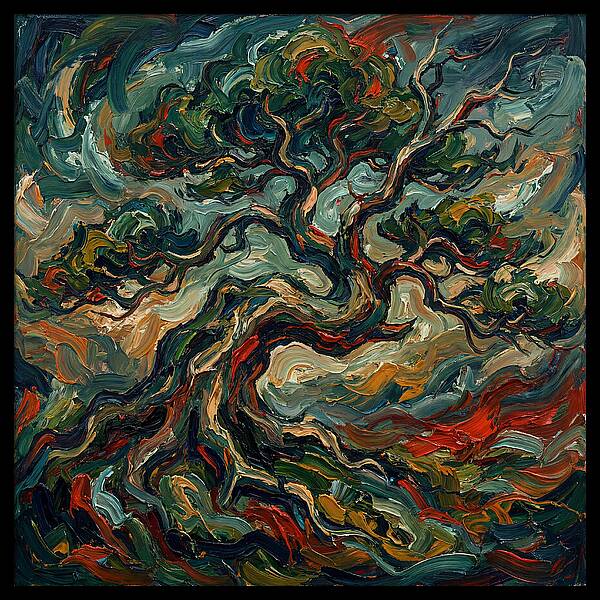 Bonsai Tree In Expressionist Style