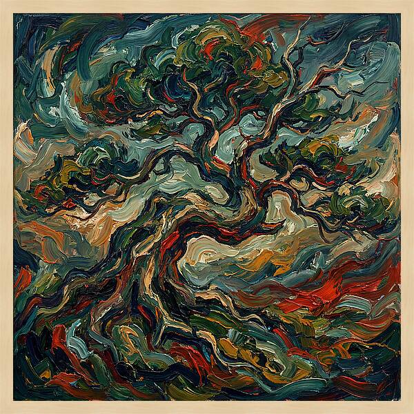 Bonsai Tree In Expressionist Style