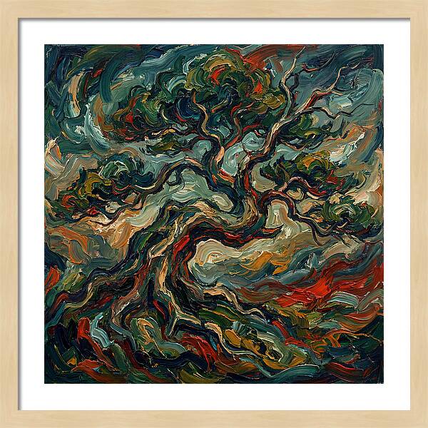 Bonsai Tree In Expressionist Style