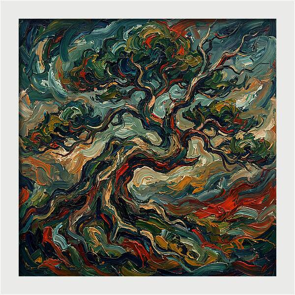 Bonsai Tree In Expressionist Style