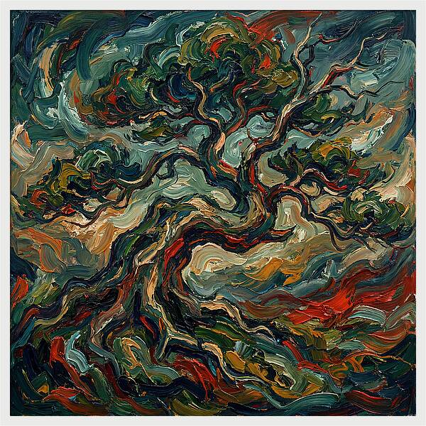 Bonsai Tree In Expressionist Style