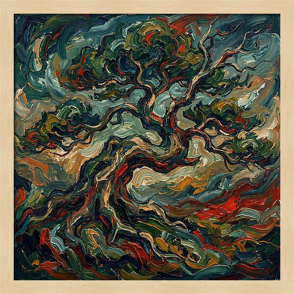 Bonsai Tree In Expressionist Style