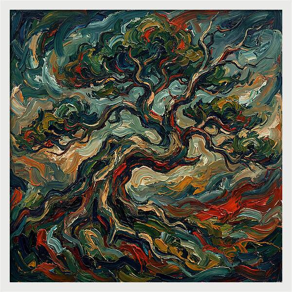 Bonsai Tree In Expressionist Style