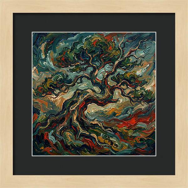 Bonsai Tree In Expressionist Style