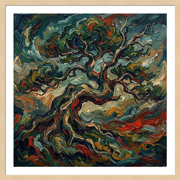 Bonsai Tree In Expressionist Style