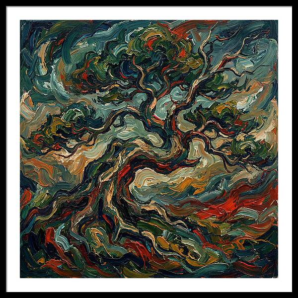 Bonsai Tree In Expressionist Style