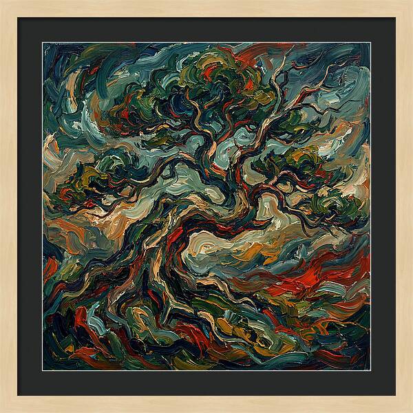 Bonsai Tree In Expressionist Style