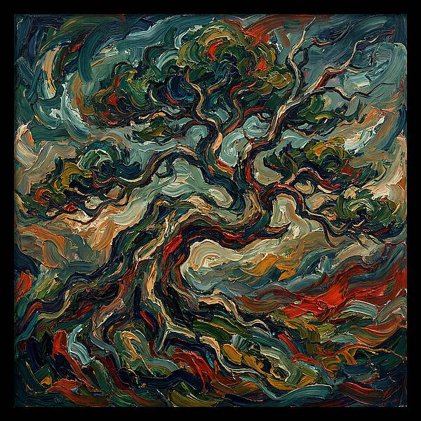 Bonsai Tree In Expressionist Style