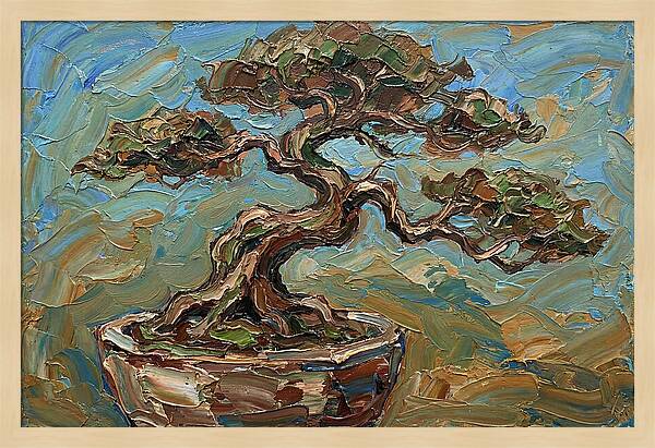 Bonsai Tree In Palette Knife Style