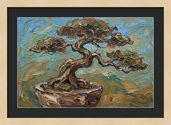 Bonsai Tree In Palette Knife Style