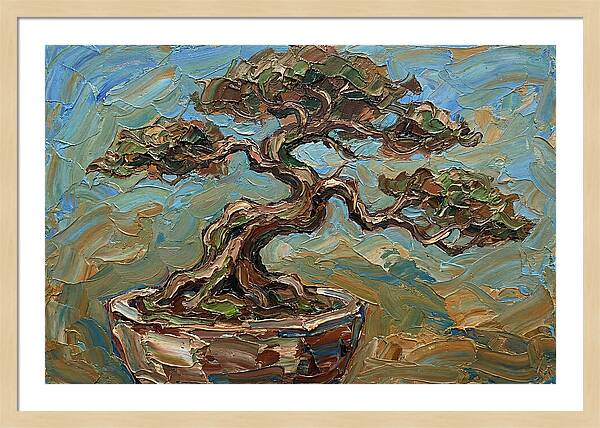 Bonsai Tree In Palette Knife Style