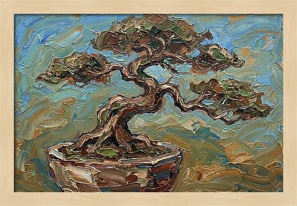Bonsai Tree In Palette Knife Style