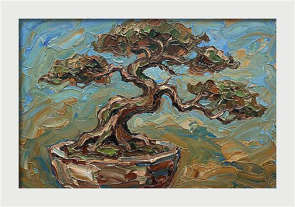 Bonsai Tree In Palette Knife Style