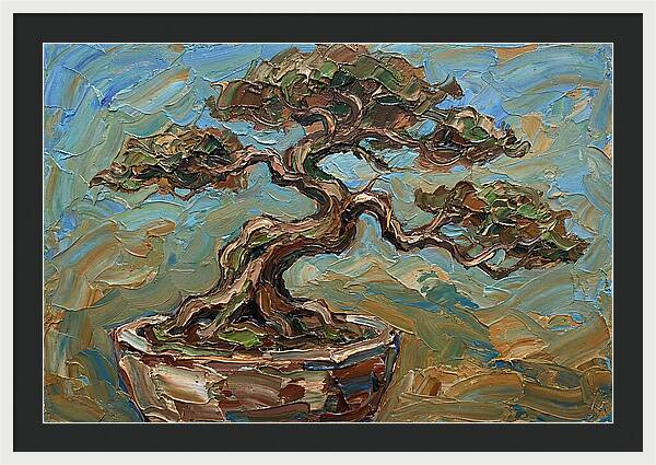 Bonsai Tree In Palette Knife Style