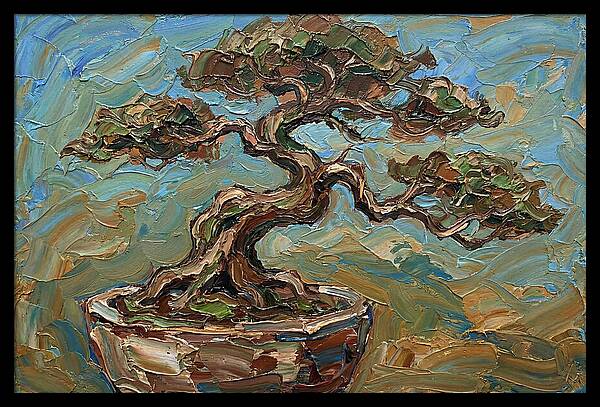 Bonsai Tree In Palette Knife Style