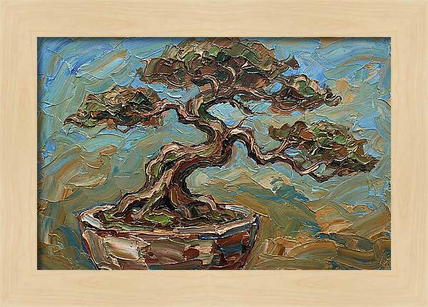 Bonsai Tree In Palette Knife Style