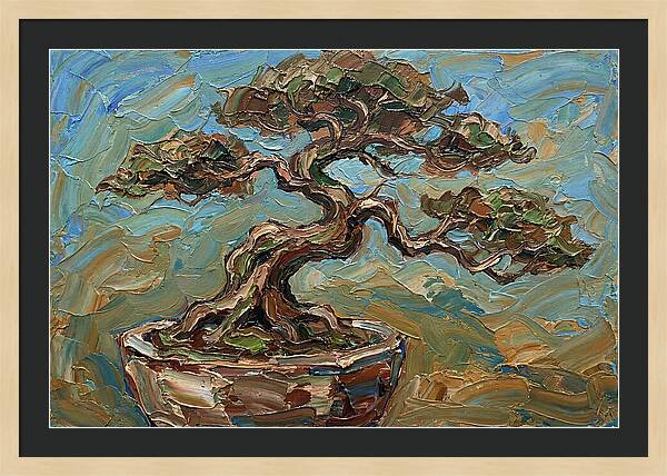Bonsai Tree In Palette Knife Style