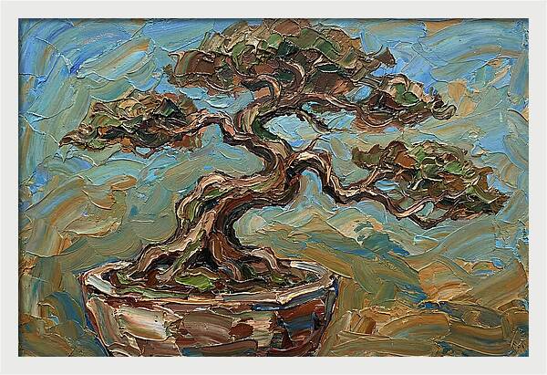 Bonsai Tree In Palette Knife Style