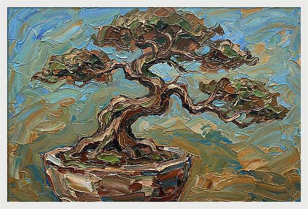Bonsai Tree In Palette Knife Style