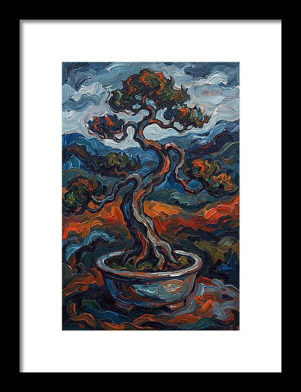 Bonsai Tree In Vibrant Expressionism