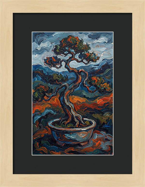 Bonsai Tree In Vibrant Expressionism